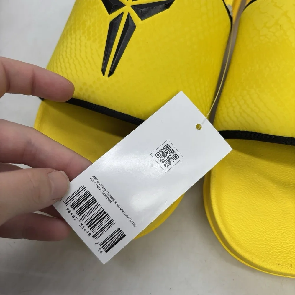Nike Kobe Off Court Slides Mens 11 Womens 12 Lightning Yellow Black Mamba NEW